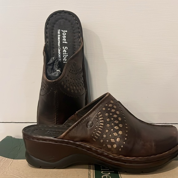 Women's Brown Bronze Josef Siebel Slip-On Clogs - Picture 1 of 4